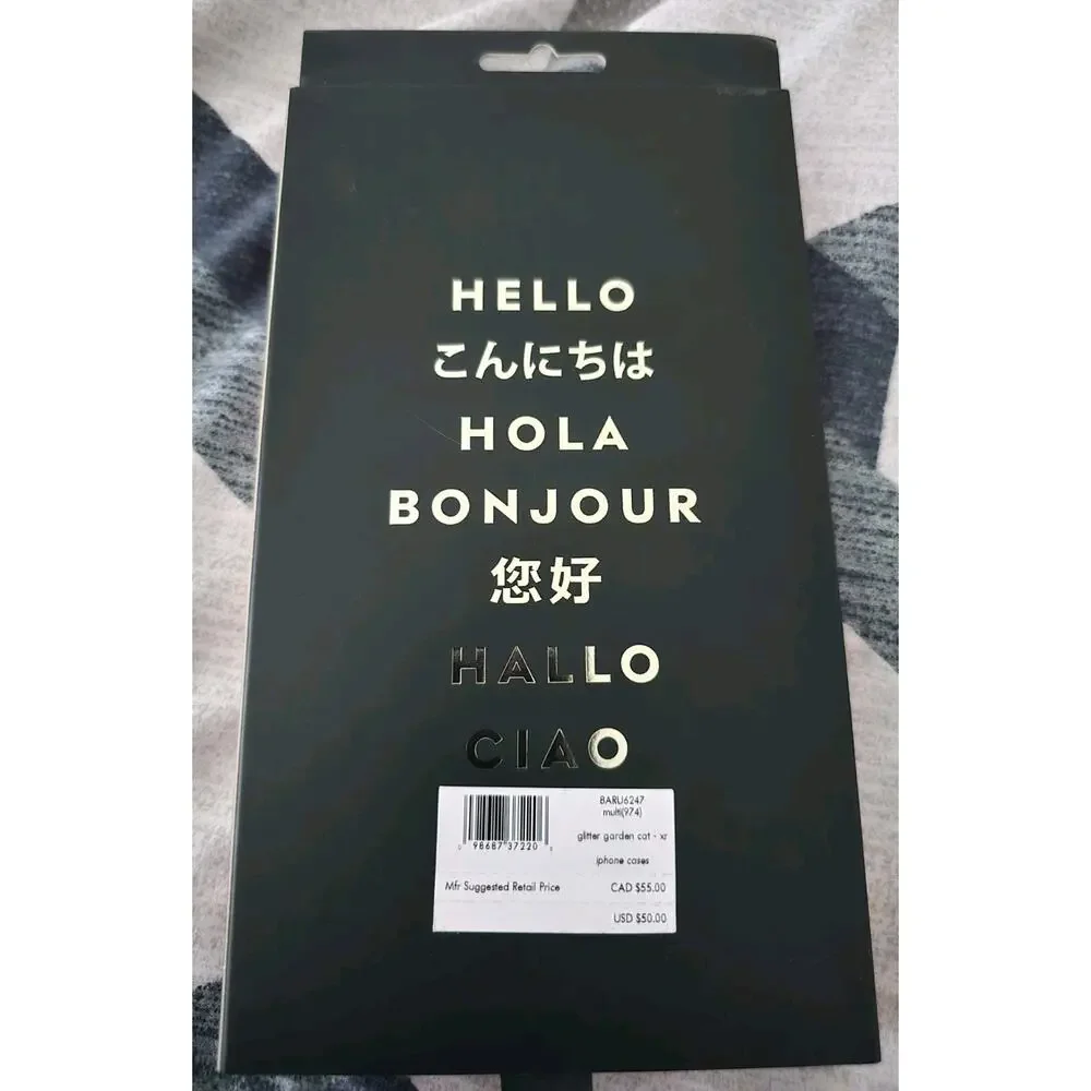 Kate Spade New York- Protective Hardshell Case for iPhone XR Glitter Garden Cat